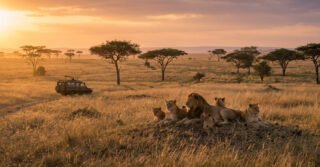 East Africa safari landscape at dawn